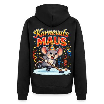 karneval maus kostüm Eishockey  - Unisex Premium Bio Zip Hoodie - Schwarz - Hinten - Nico (187cm)