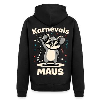 Karneval Rockmusik Karnevalsmaus Niedlich - Unisex Premium Bio Zip Hoodie - Schwarz - Hinten - Nico (187cm)