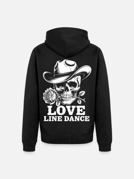 Skull Cowboy Love Line Dance - Unisex Premium Organic Zip Hoodie - black