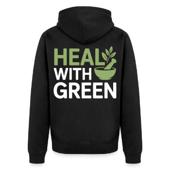 Zertifizierter Experte für klinisches botanisches Wohlbefinden - Unisex Premium Bio Zip Hoodie - Schwarz - Hinten - Nico (187cm)