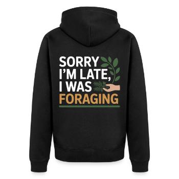 Certified Clinical Forager Botanical Expert Gear  - Unisex Premium Organic Zip Hoodie - black - Back - Nico (187cm)