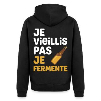 Je Vieillis Pas Je Fermente Beer Funny Gift Humor - Veste à capuche bio Premium Unisexe - noir - Dos - Nico (187cm)