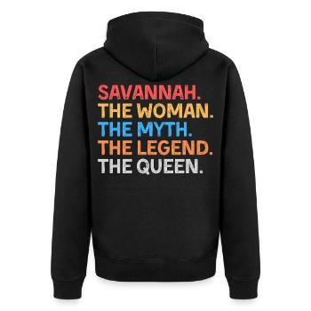 Savannah La Femme Le Mythe La Légende La Reine - Veste à capuche bio Premium Unisexe - noir - Dos - Nico (187cm)