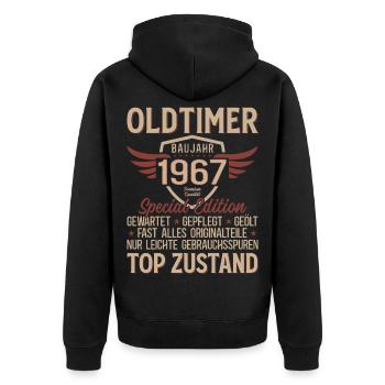 Chemise du 59e anniversaire – Vintage 1967 Vintage Rétro - Veste à capuche bio Premium Unisexe - noir - Dos - Nico (187cm)