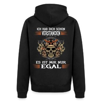 Ich hab dich schon verstanden ... - Unisex Premium Bio Zip Hoodie - Schwarz - Hinten - Nico (187cm)