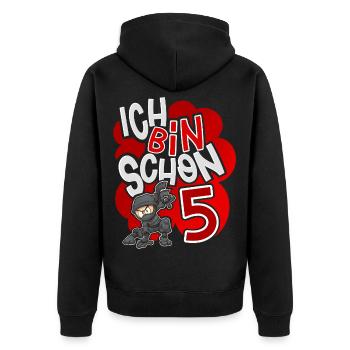 5e anniversaire de Ninja - Veste à capuche bio Premium Unisexe - noir - Dos - Nico (187cm)