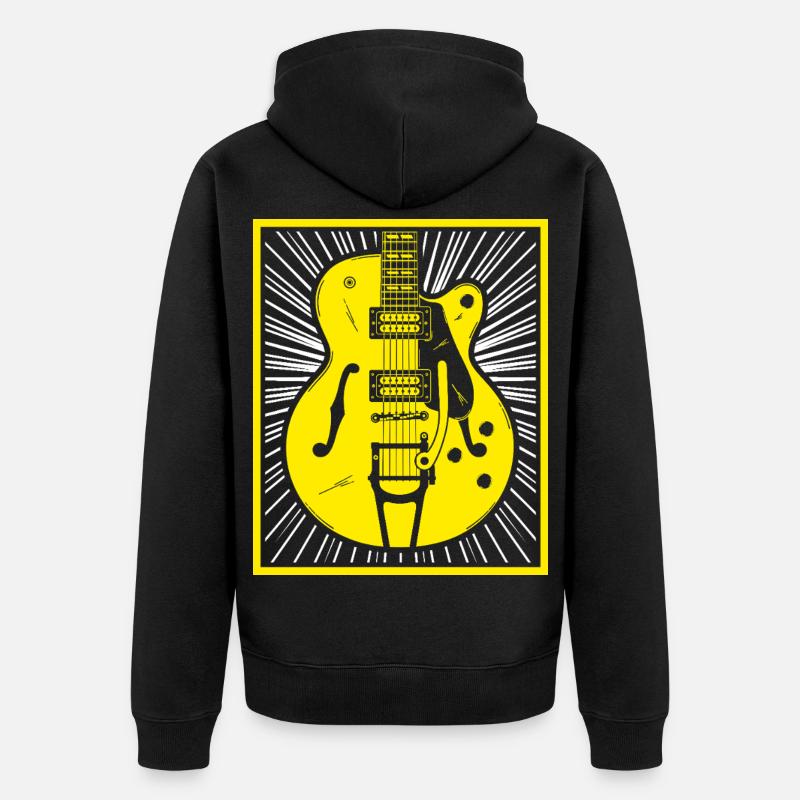 Silhouette de guitare rétro - Veste à capuche bio Premium Unisexe - noir