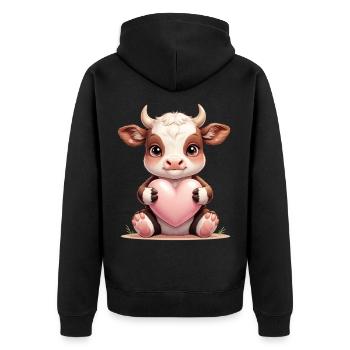 Bébé vache avec du cœur - Veste à capuche bio Premium Unisexe - noir - Dos - Nico (187cm)