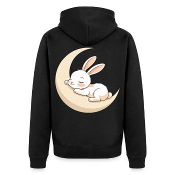 Rêve de lapin lunaire - Veste à capuche bio Premium Unisexe - noir - Dos - Nico (187cm)