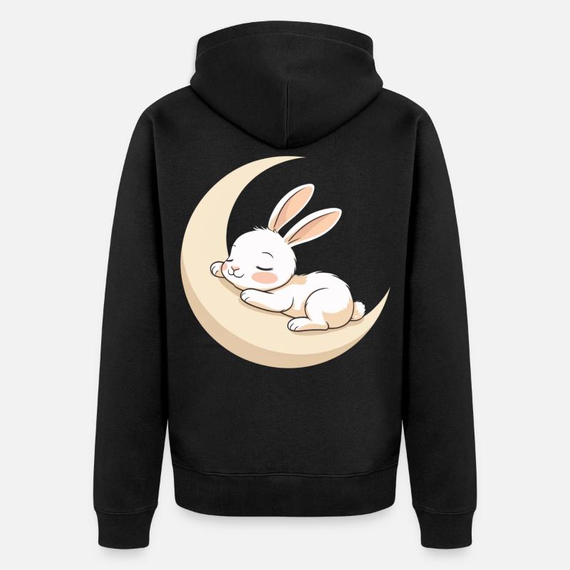 Rêve de lapin lunaire - Veste à capuche bio Premium Unisexe - noir