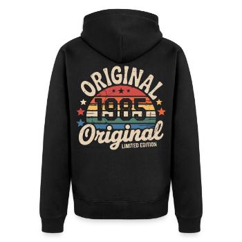 1985 Vintage Édition limitée Cadeau 1985 - Veste à capuche bio Premium Unisexe - noir - Dos - Nico (187cm)