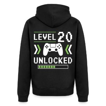 20th Birthday Level 20 unlocked - Unisex Premium Organic Zip Hoodie - black - Back - Nico (187cm)
