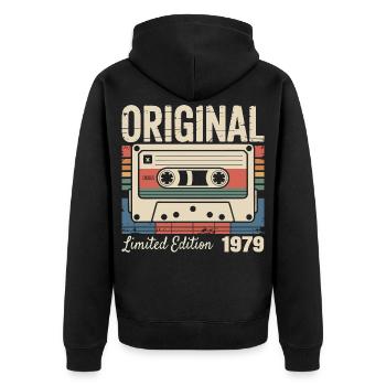 47th Anniversary - Vintage Gift 1979 - Unisex Premium Organic Zip Hoodie - black - Back - Nico (187cm)