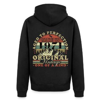 Made in 1971 - Year of Birth / Birthday - Unisex Premium Organic Zip Hoodie - black - Back - Nico (187cm)