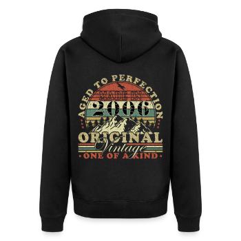 Made In 2006 Limited Edition - Unisex Premium Bio Zip Hoodie - Schwarz - Hinten - Nico (187cm)