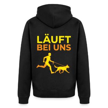 Hunde Gassi Hundebesitzer - Unisex Premium Bio Zip Hoodie - Schwarz - Hinten - Nico (187cm)