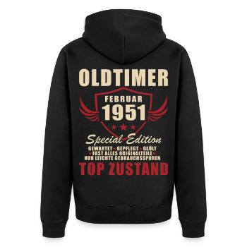 Février 1951 Voiture classique d’anniversaire 1951 - Veste à capuche bio Premium Unisexe - noir - Dos - Nico (187cm)