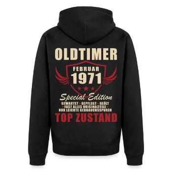 Février 1971 Voiture classique d’anniversaire 1971 - Veste à capuche bio Premium Unisexe - noir - Dos - Nico (187cm)