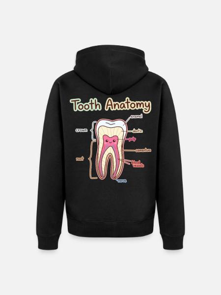 Tooth Anatomy Dental Assistant Dentist - Unisex Premium Organic Zip Hoodie - black