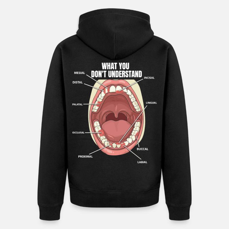 Surfaces dentaires Assistant dentaire Dentiste - Veste à capuche bio Premium Unisexe - noir