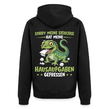 Eidechse hat meine Hausaufgaben gefressen Schüler - Unisex Premium Bio Zip Hoodie - Schwarz - Hinten - Nico (187cm)
