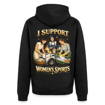 Je soutiens le bootleg inportable du sport féminin - Veste à capuche bio Premium Unisexe - noir - Dos - Nico (187cm)