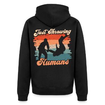 Judo Martial Arts Just Throwing Humans - Unisex Premium Organic Zip Hoodie - black - Back - Nico (187cm)