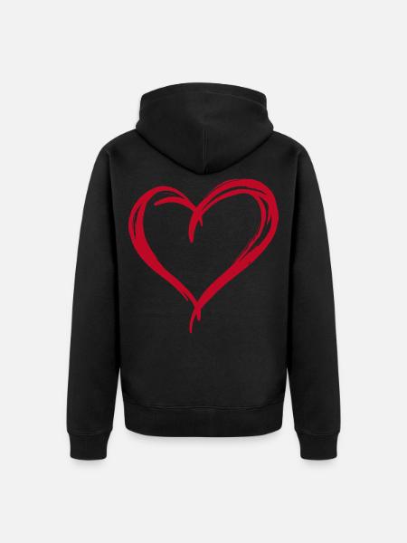 Heart - Unisex Premium Organic Zip Hoodie - black