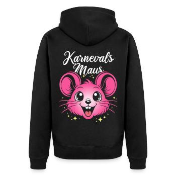 Karnevals Maus | Big Face Kostüm Verkleidung - Unisex Premium Bio Zip Hoodie - Schwarz - Hinten - Nico (187cm)