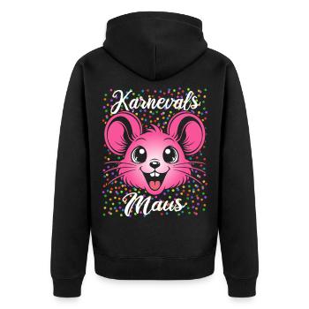 Karnevals Maus | Partner Kostüm Damen - Unisex Premium Bio Zip Hoodie - Schwarz - Hinten - Nico (187cm)
