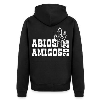 Abios Amigos 2026 - Abitur - Kaktus Geschenk - Unisex Premium Bio Zip Hoodie - Schwarz - Hinten - Nico (187cm)