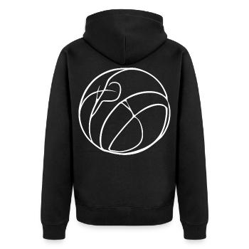 Volleyball Zeichnung - Unisex Premium Bio Zip Hoodie - Schwarz - Hinten - Nico (187cm)