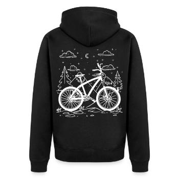 Cartoon Fahrradfahrer - Unisex Premium Bio Zip Hoodie - Schwarz - Hinten - Nico (187cm)