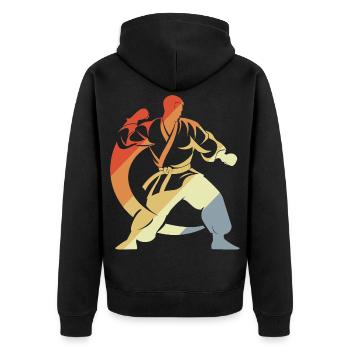 Karateka Sketch - Unisex Premium Organic Zip Hoodie - black - Back - Nico (187cm)