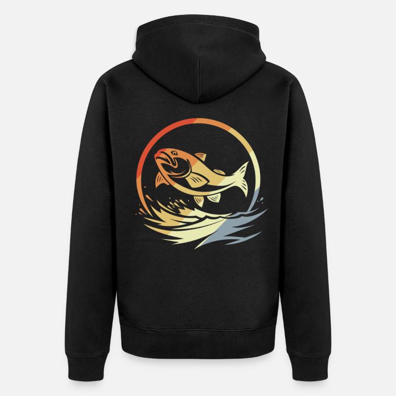 Pêche de style rétro - Veste à capuche bio Premium Unisexe - noir
