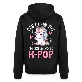 Je ne t’entends pas en écoutant de la K Pop - Veste à capuche bio Premium Unisexe - noir - Dos - Nico (187cm)