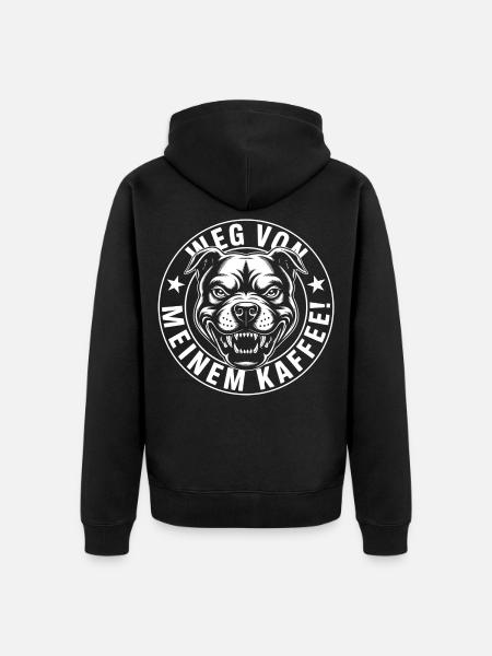 Funny Coffee Shirt with Angry Dog - Unisex Premium Organic Zip Hoodie - black