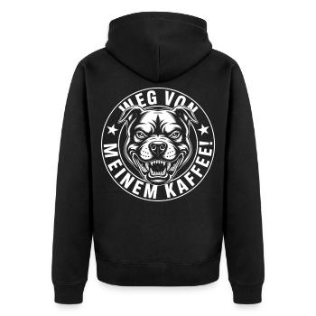 Hands Off My Coffee – Lustiges Kaffee-Shirt - Unisex Premium Bio Zip Hoodie - Schwarz - Hinten - Nico (187cm)