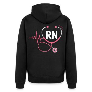 Stéthoscope à battement cardiaque RN - Veste à capuche bio Premium Unisexe - noir - Dos - Nico (187cm)
