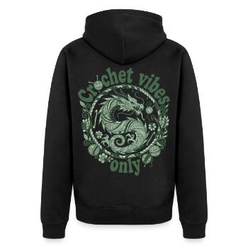 Crochet Vibes : Dragon Crochet Juste pour - Veste à capuche bio Premium Unisexe - noir - Dos - Nico (187cm)