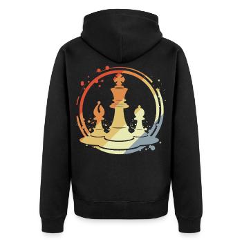 Schachfiguren im Retro Stil - Unisex Premium Bio Zip Hoodie - Schwarz - Hinten - Nico (187cm)
