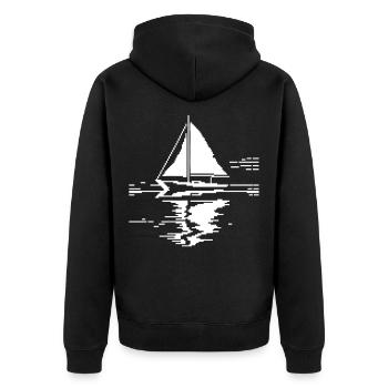 Segelboot Pixel Grafik - Unisex Premium Bio Zip Hoodie - Schwarz - Hinten - Nico (187cm)