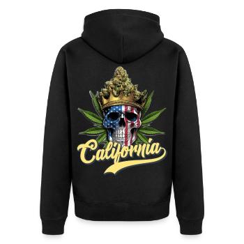 California - Unisex Premium Organic Zip Hoodie - black - Back - Nico (187cm)