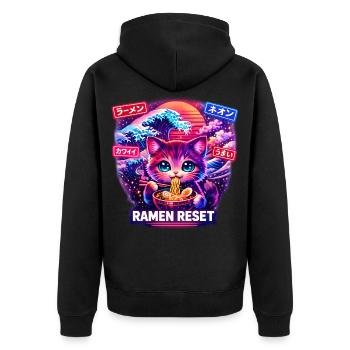 Ramen Cat Gaming Neon Kawaii Japan - Unisex Premium Organic Zip Hoodie - black - Back - Nico (187cm)