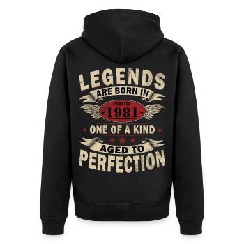 February 1981| February 1981 Jubilee 1981 - Unisex Premium Organic Zip Hoodie - black - Back - Nico (187cm)