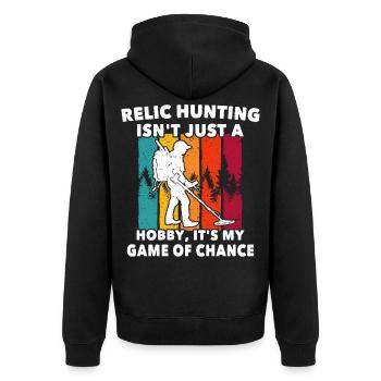 Relic Seeker Metal Detector - Unisex Premium Organic Zip Hoodie - black - Back - Nico (187cm)