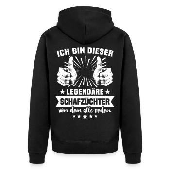Sheep Breeder Legend - Unisex Premium Organic Zip Hoodie - black - Back - Nico (187cm)