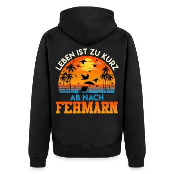 Mer Baltique LA VIE EST TROP COURTE POUR FEHMARN Drôle - Veste à capuche bio Premium Unisexe - noir - Dos - Nico (187cm)