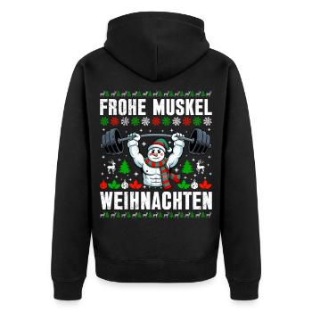 Salle de sport JOYEUX MUSCLE CHRISTMAS Drôle - Veste à capuche bio Premium Unisexe - noir - Dos - Nico (187cm)