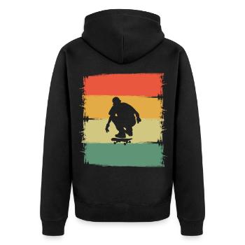 Skater Skateboard Skaten - Unisex Premium Bio Zip Hoodie - Schwarz - Hinten - Nico (187cm)